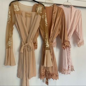 Set of 3 mismatched bridesmaid robes